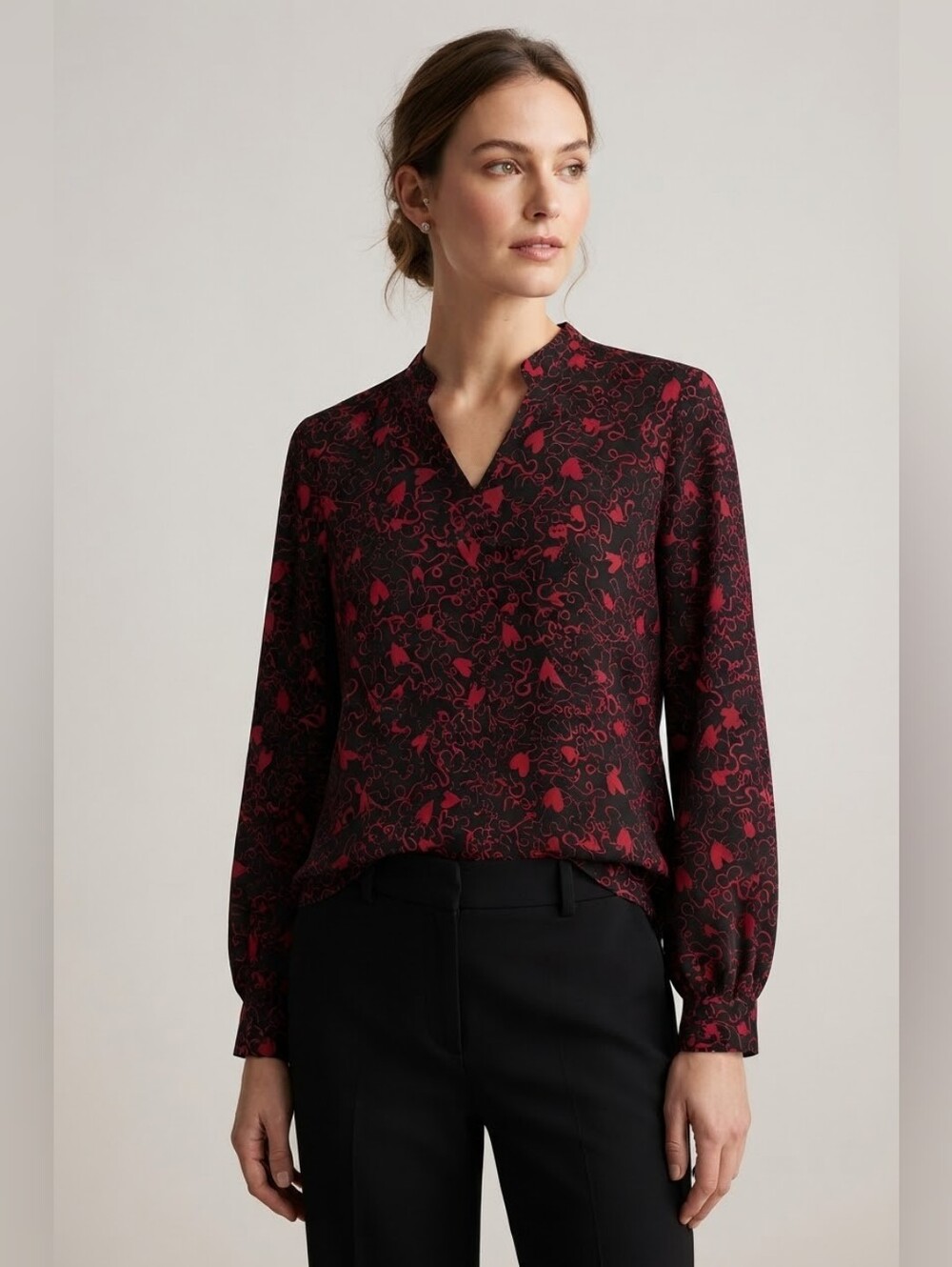 RW & CO. Abstract Print Long Sleeve Blouse Size Small
